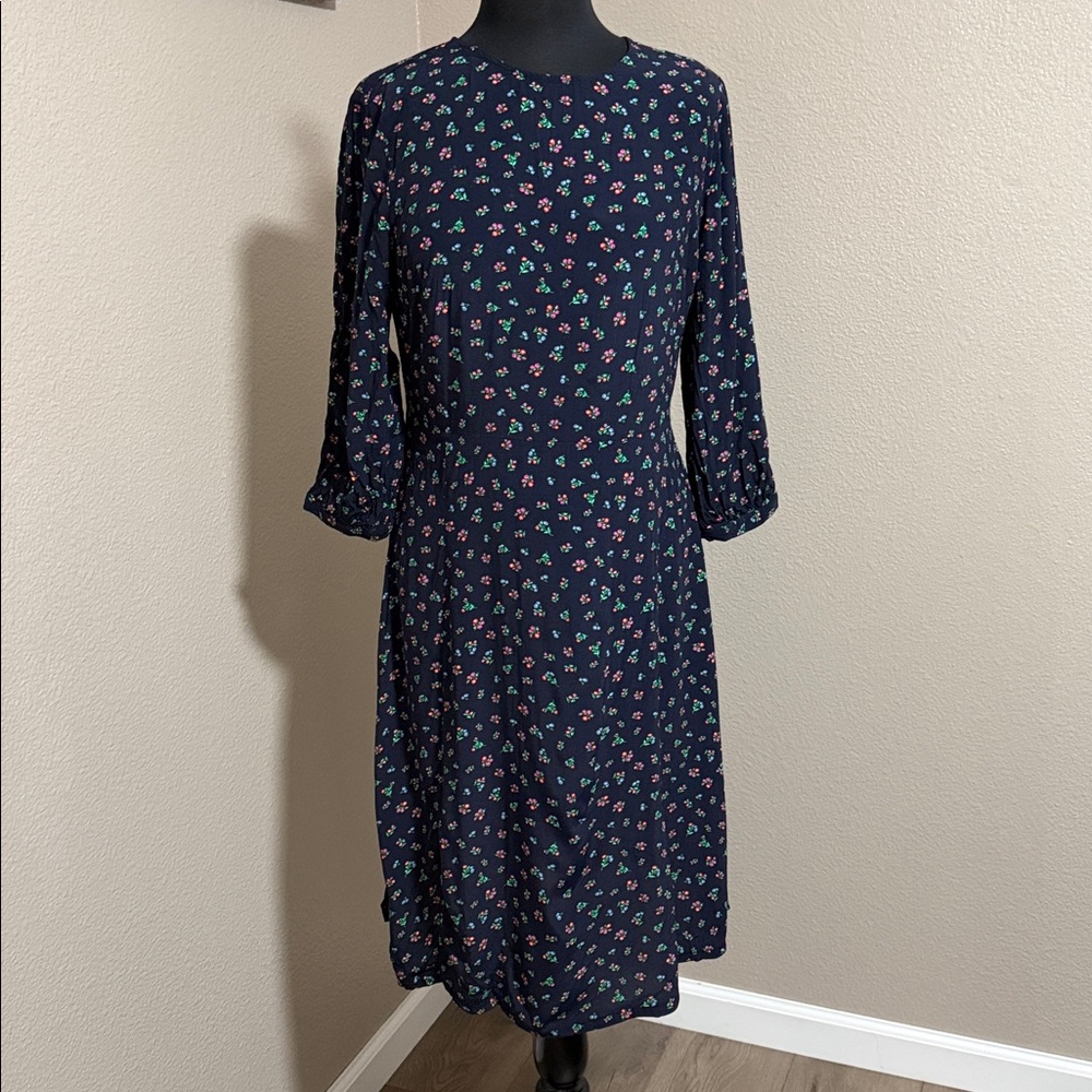 LOFT Navy Floral Blouse